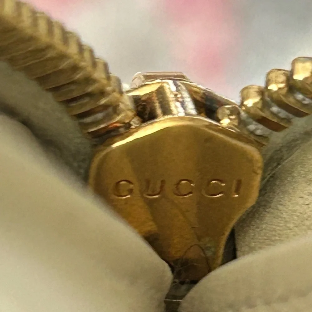 GUCCI Sylvie Web Accent Sherry Line Leather Accordion Zip Around Long Wallet